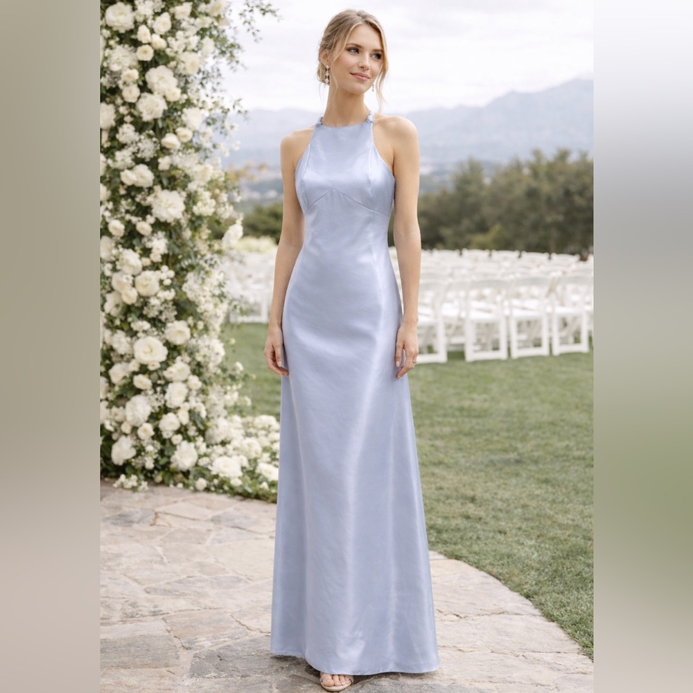 Adrianna Papell Lavender Maxi Dress Satiny Metallic Shimmery Cocktail Womens 4P